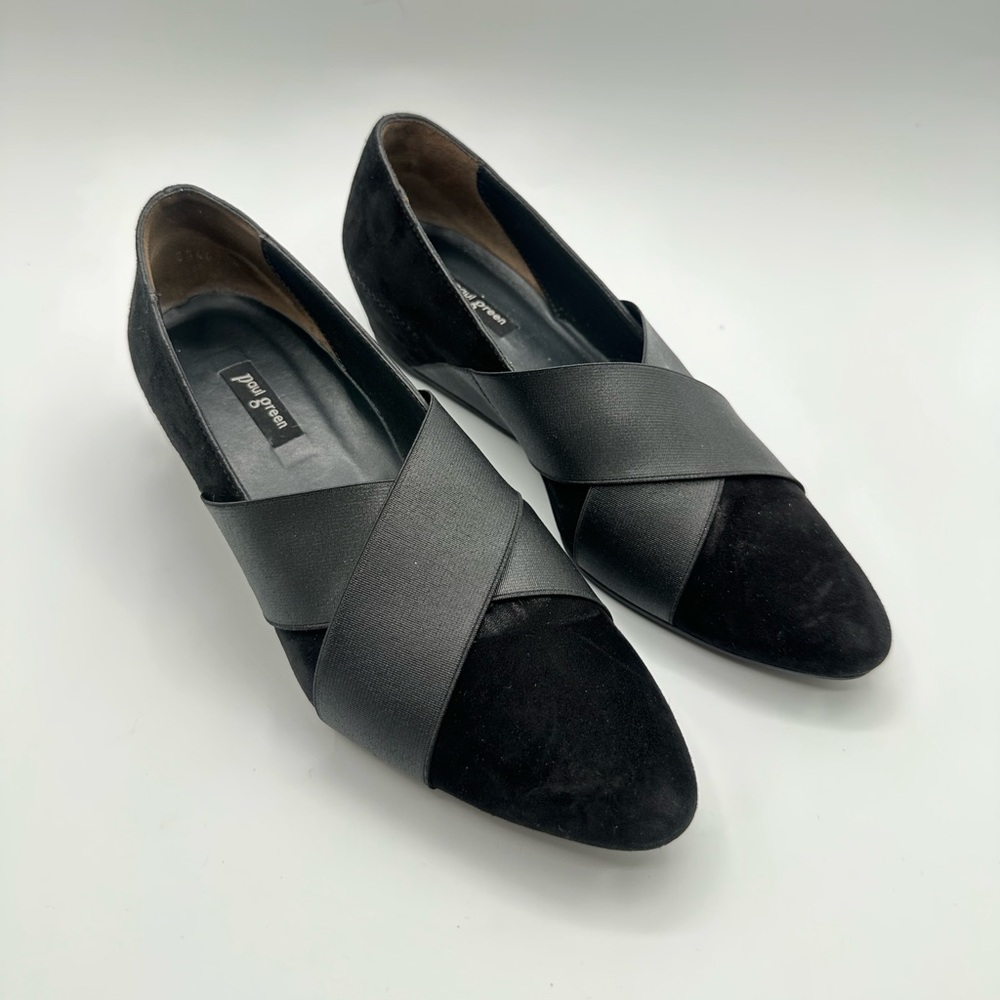 Paul Green Wedge Pumps Black Crisscross Flats Women’s US 7